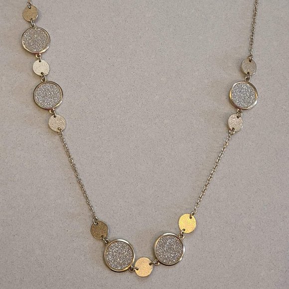 Sparkly Silver & Gold Necklace with Circle Accents - Picture 1 of 8
